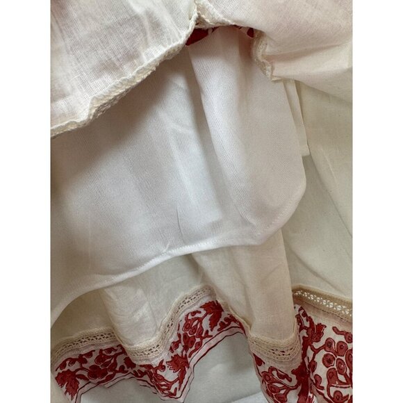 Meadow Rhodes Daisyella Fit And Flare- Off White And Maroon Cotton Dobby Dress s - Picture 6 of 10